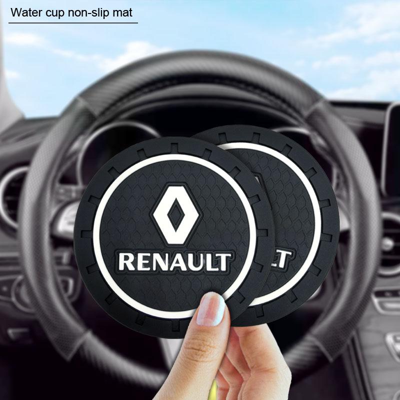 2Pcs Car Anti Slip Coaster Anti-noise Water Cup Pad Cushion Car Accessories For Renault Dacia Koleos Clio Laguna 2 Megane 2 3 Duster Logan