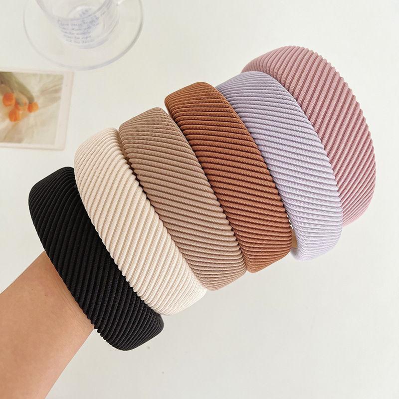 Retro Hair Band Headdress Hairpin Knitted Hair Tie Sponge Headband Solid Color