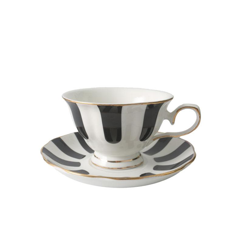 

Black White Polka Dot Striped Coffee Cup Ceramic Water Cups Afternoon Tea Mug Oat Breakfast Cup Milk Mug Flower Tea Cups Teapot 201-300ml