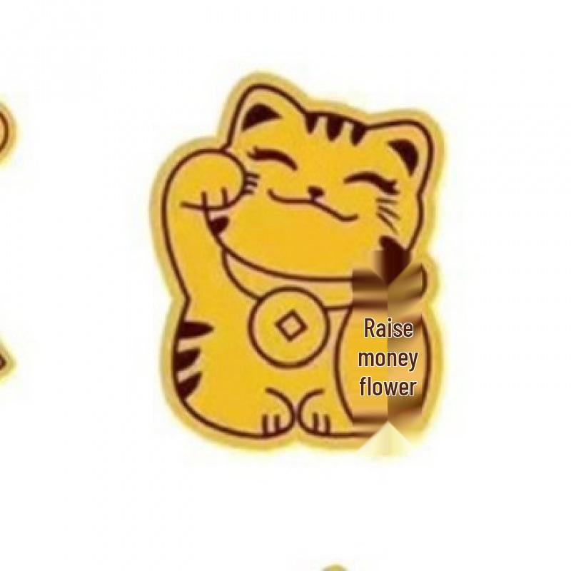 Pure Gold Fortune Maneki-neko and Pixiu Wealth God Phone Sticker Omamori