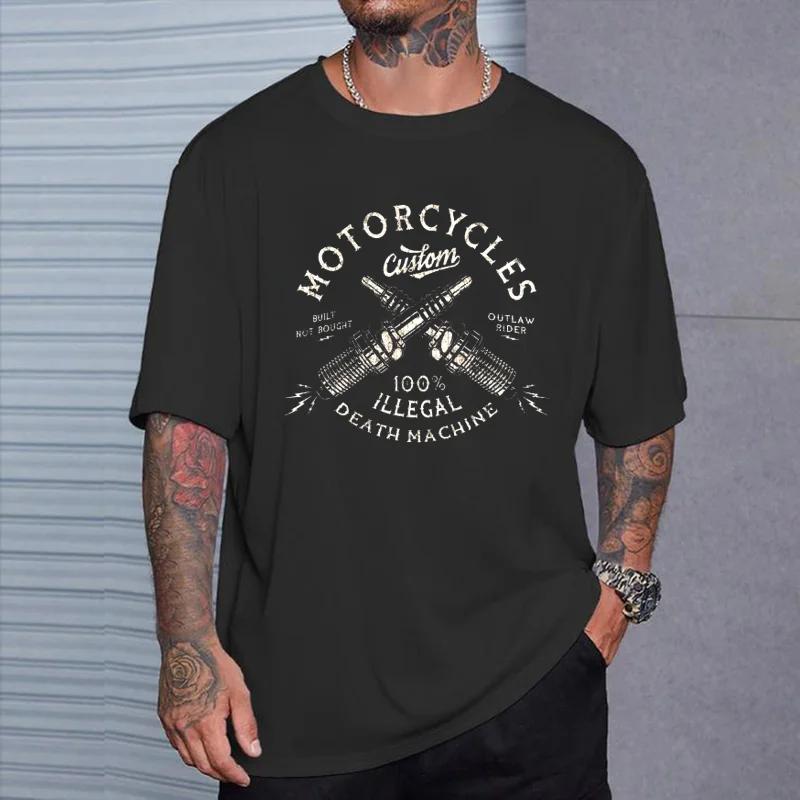 Vintage Custom Motorcycles Chopper Bobber Motorcyclist T-Shirt  O-Neck Short Sleeve Casual Mens T-shirt Size S-5XL