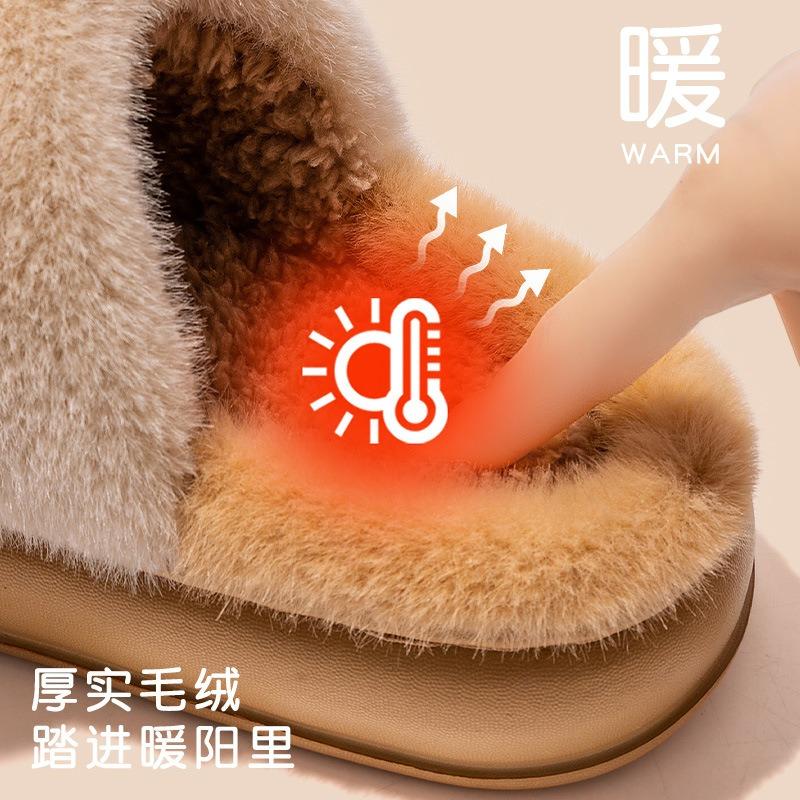 Confinement Cotton Slippers Women's New Autumn and Winter Indoor Home Warmth Velvet Non-slip Cotton Drag Women
