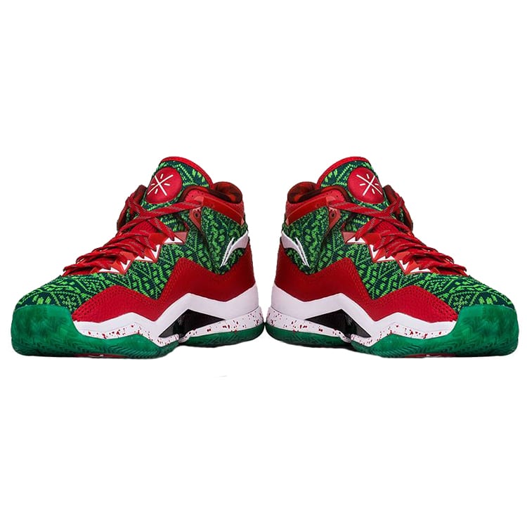 Li Ning WOW 3 Way Of Wade 3 Christmas Slip Resistant Slip Resistant Mid top Basketball Shoes Men's Green Red White ABAJ013-12