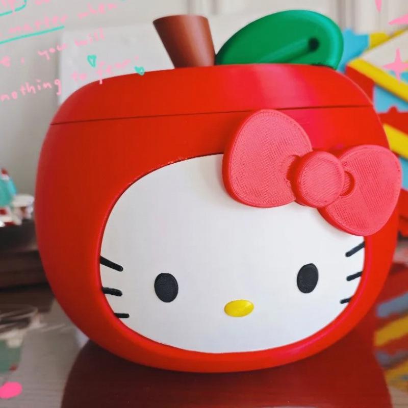 Hello Kitty Christmas Apple Cat Candy Box: 3D Printed Desktop Storage Ornament красный [1 шт.]