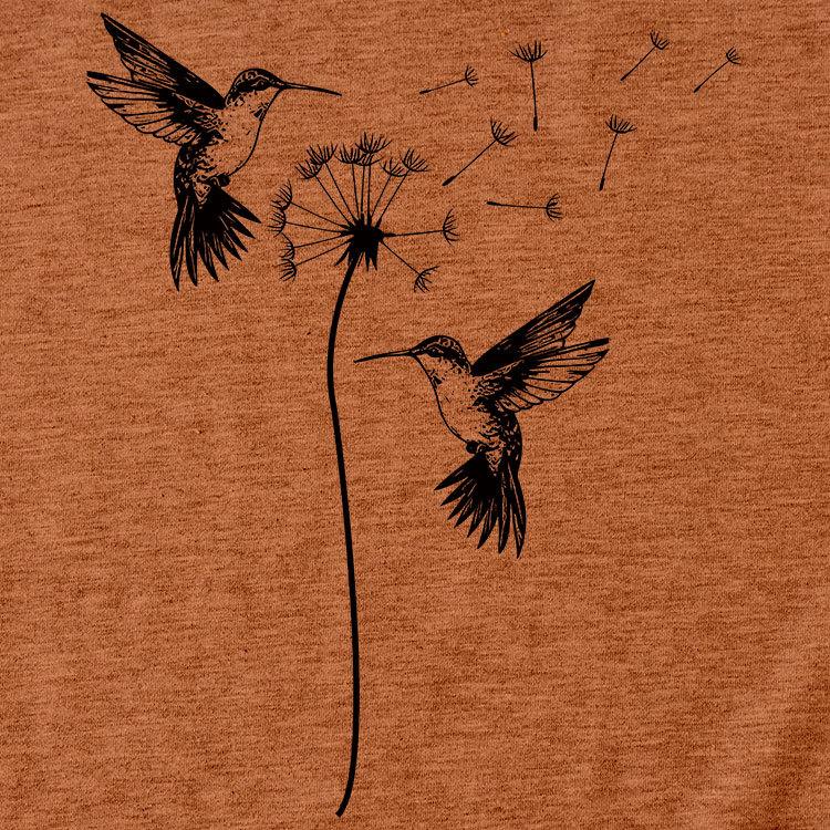 Sommer Rundhals Zwei Vogelmuster Druck Top Modische Lässige Kurzarm Damen T-Shirts