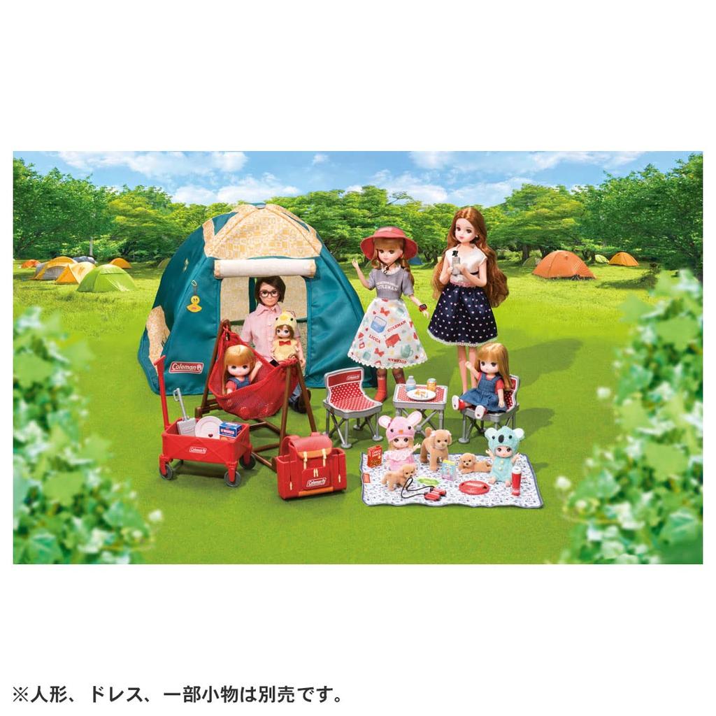TAKARA TOMY Camping Chair Table Set with Play Toy Ages Licca-chan LF-09 & (Collaboration Coleman) Dress-up 3+