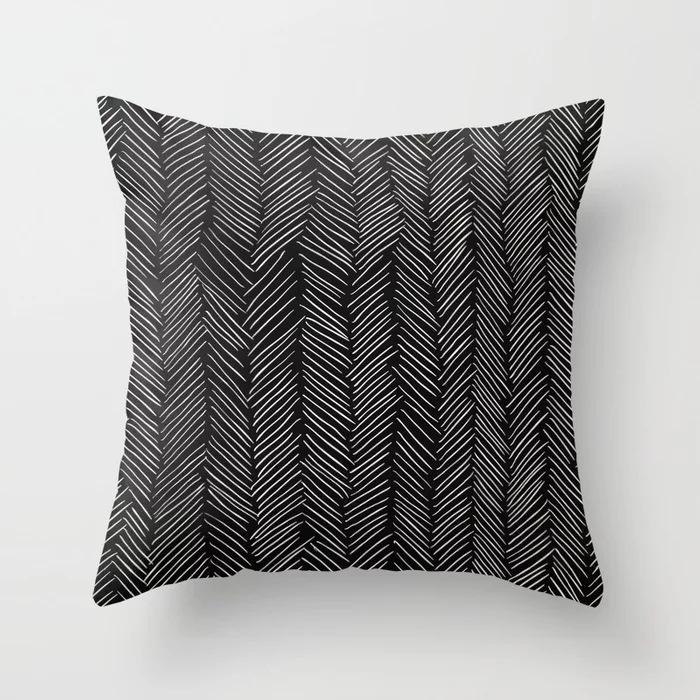 Nordic Simple Black, White and Gray Striped Geometric Sofa Cushion Cover Double-sided Polyester Peach Leather Velvet Sofa Pillow Cover