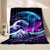 Wave-inspired Ukiyo-e paintings digital-printed polyester velvet flannel cover blanket Fleece soft sofa cover blankets for beds