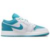 Pantofi sport pentru copii Air Jordan 1 Low GS Aquatone alb celeste-auriu 553560-174