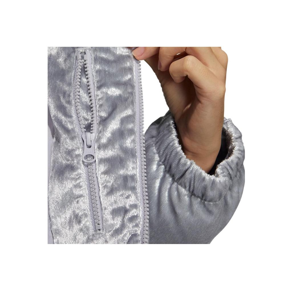 Adidas Originals Logo Embroidered Shiny Down Jacket Women Outerwear Silver H37077