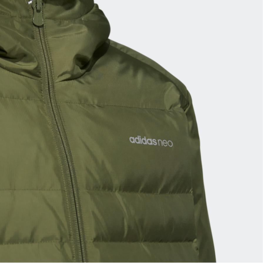 Adidas Neo Metallic 3-Stripes Sports Hooded Down Jacket Men Outerwear Olive H45270