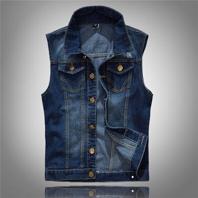 Men's Denim Vest Men's Blue Waistcoat Waistcoat Large Size Denim Vest