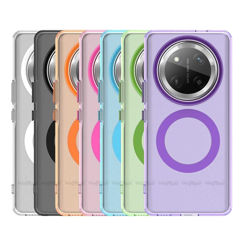 For Honor X9C Case Cover Honor X9C Capa Back Transparent Wireless Charging Annular Magnetic Matte Clear Fundas Huawei Honor X9C