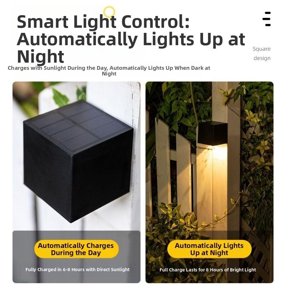 Wireless Solar Wall Lights IP65 Waterproof Square Design Wall Lamp Energy Saving Decorative Lighting Outdoor Garden Light