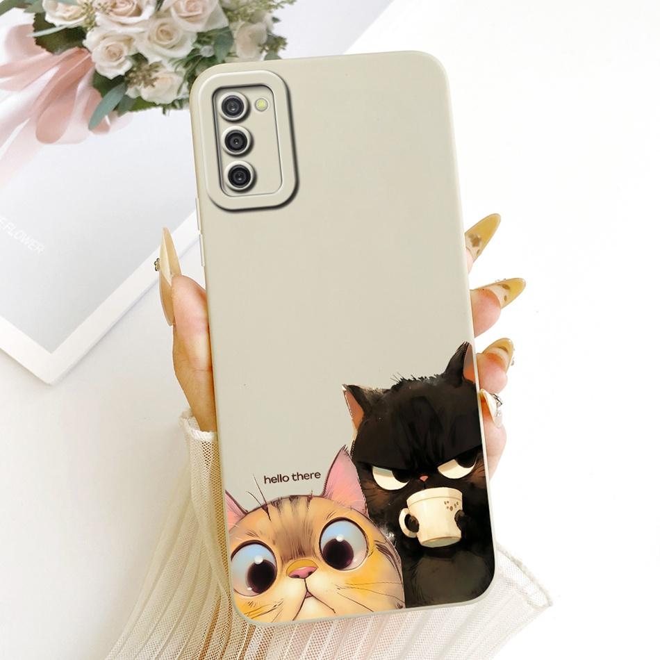 For Samsung Galaxy A03s Cute Cat Flower Cartoon Phone Case For Samsung A03S SM-A037G Shockproof Soft Silicone Covers Bumpers
