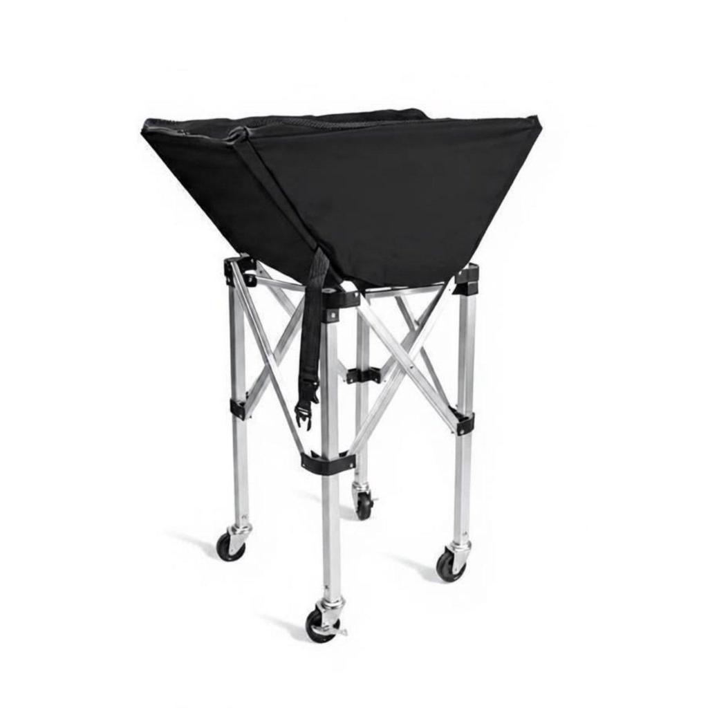 Portable Tennis Ball Cart with Swivel Wheels Folding Basket Organizer for