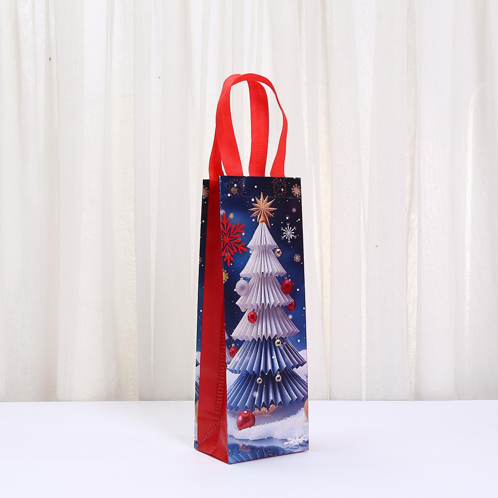 StoBag Christmas Gift Bags with Tree Prints Non Woven Tote for Holiday Party Wine Packaging Festive Reusable Bags 12pcs Bulk