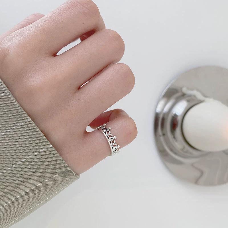 Beixi Sterling Silver Adjustable Pinky Ring - Retro Open Design Fashion Statement 925 Sterling Silver