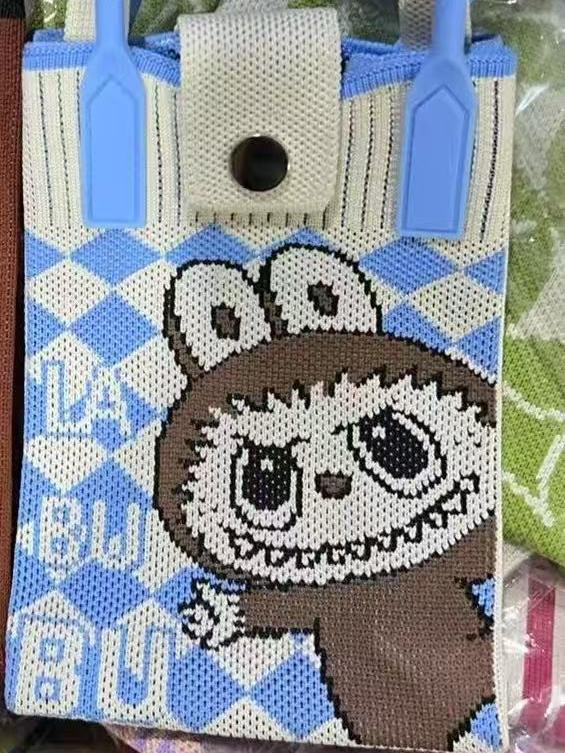 Cute Canvas Crossbody Bag with Fashionable and Niche Design, Knitted Mobile Phone Bag, Crossbody Single Shoulder Knitted Bag