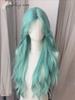 Peluca Ashely Azul Verde para Mujer 24 pulgadas de Largo Cabello Ondulado Peluca Fibra Sintética de Alta Calidad Pelucas Lolita Verde Menta Frescas Modernas Pelucas