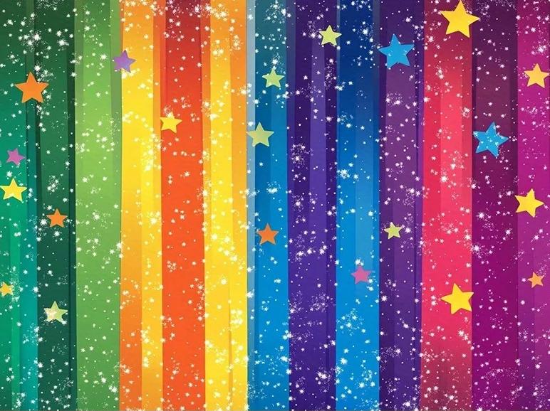 Colorful Rainbow Gradient Starry Sky Banner Background Decorative Photography Background for Adult Children s Birthday Parties Vinyl 75X50cm