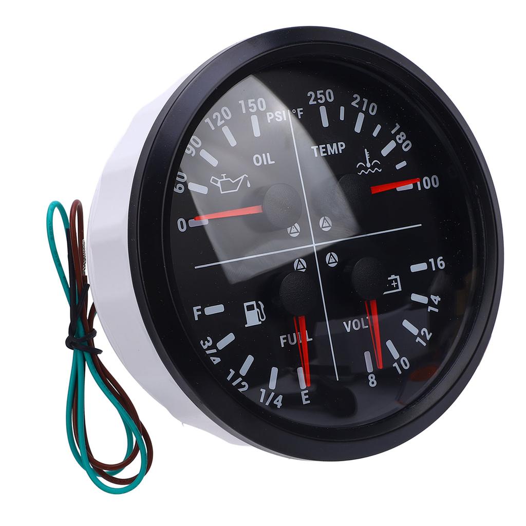 110mm 4 3 8in 4 In 1 Multifunction Gauge DC 12V 0 150PSI Oil Pressure Fuel Level 100 250 Fahrenheit  Water Temp 8 16V