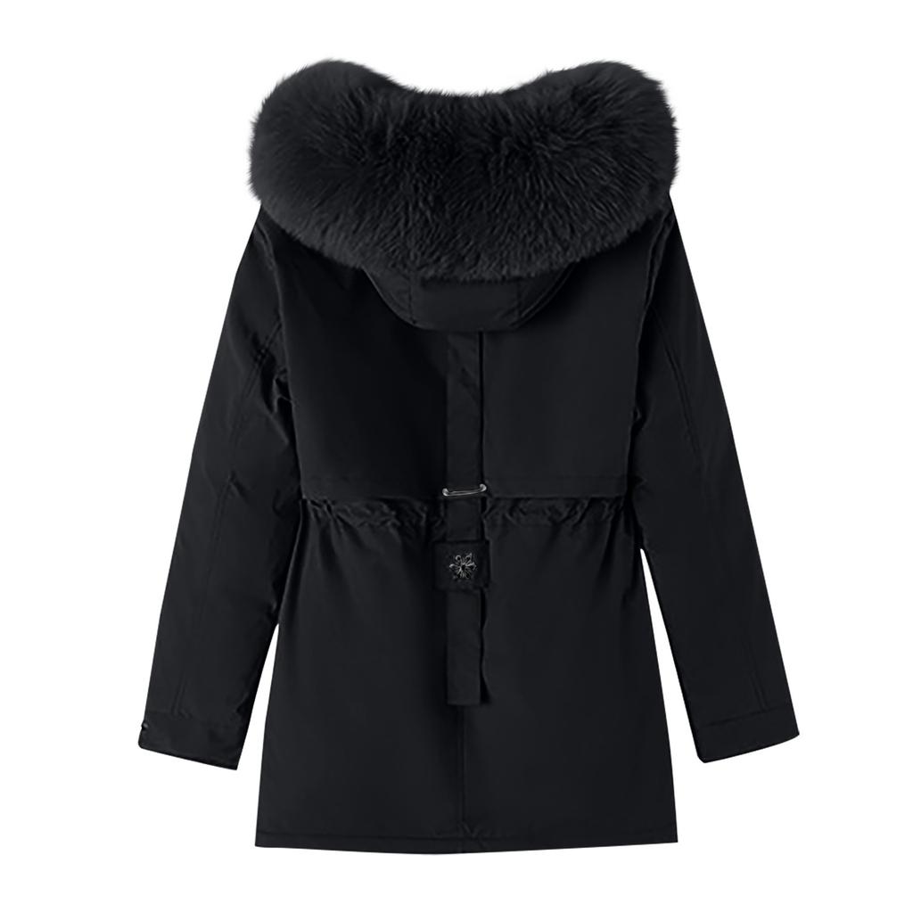 Women's Casual Warm Versatile Large Collar Solid Color Thickened Cotton Coat Jacket