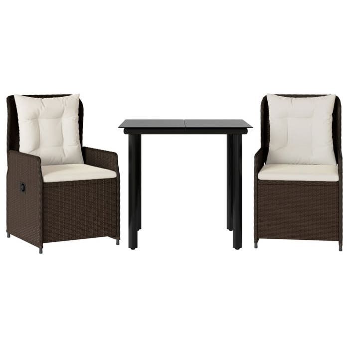 VidaXL Ensemble à manger de jardin 3 pcs et coussins marron poly rotin 3262847