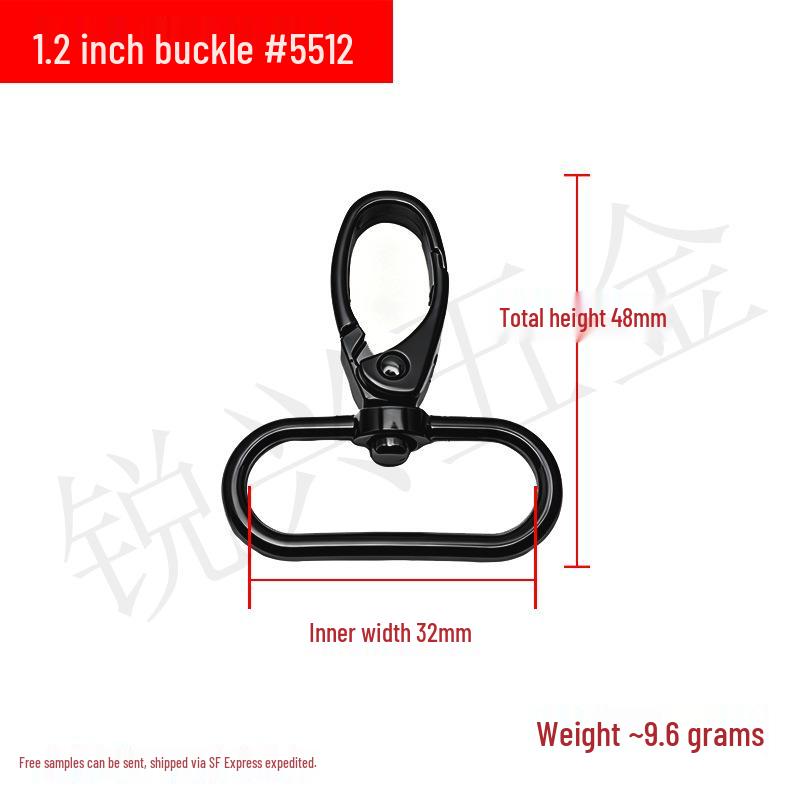 Zinc Alloy Black Dog Buckle E-coating Metal Plate Hook for Bag Strap Webbing