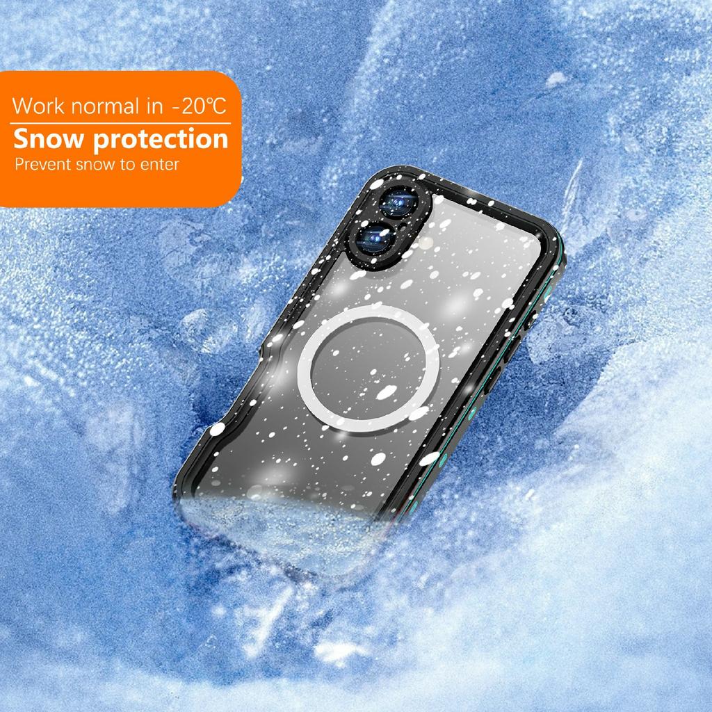 REDPEPPER D-UP Series For iPhone 16 Plus Case IP68 Waterproof Clear Back Panel Phone Cover Compatible with MagSafe