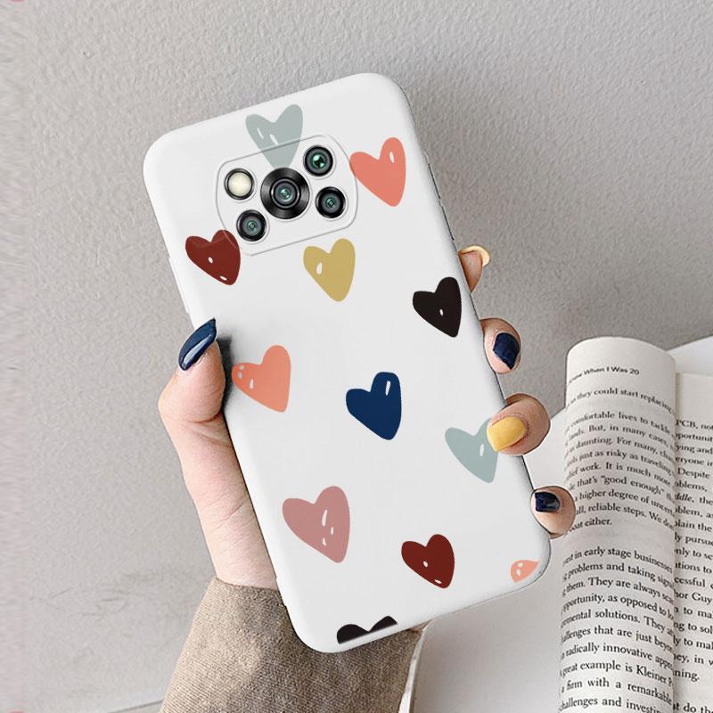 Case For Poco X3 Pro Pocox3 X 3 NFC Cute Heart Flower Back Cover Soft Silicone Matte Protective Funda For Xiaomi Poco X3 Pro Bag