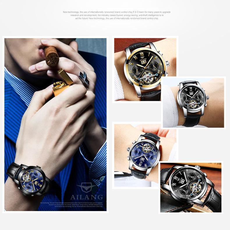 AILANG Vollautomatische mechanische Herrenuhr, wasserdichte Multifunktions-Herrenuhr