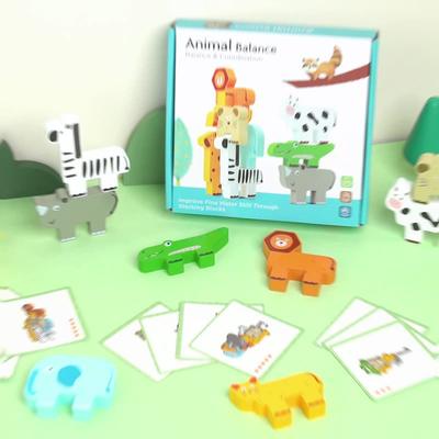 Holz Frühe Kindheit Bildung Spaß Tier Stapeln Musik Balance Stapeln Hoch Kinder Puzzle Stapeln Baustein Spielzeug