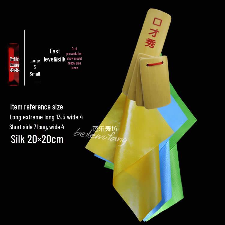 Small Square Towels for Adult Performance and Kindergarten Dance Props: Bamboo Clappers and Silk Ribbons for Eloquence Training