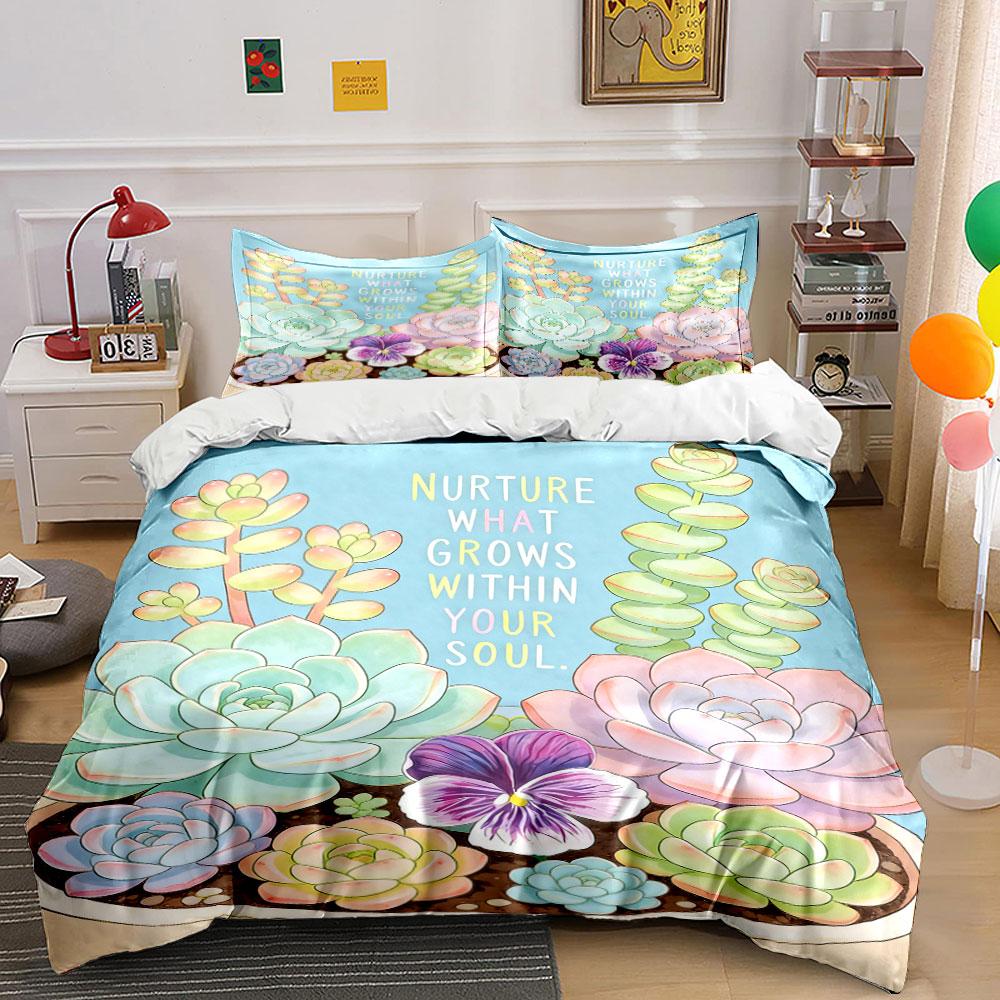 

Succulents and purple flower. Bedding sets Duvet cover sets Duvet covers Pillowcases(1 * Duvet Cover 2 * Pillowcases, without duvet insert) 135x200cm