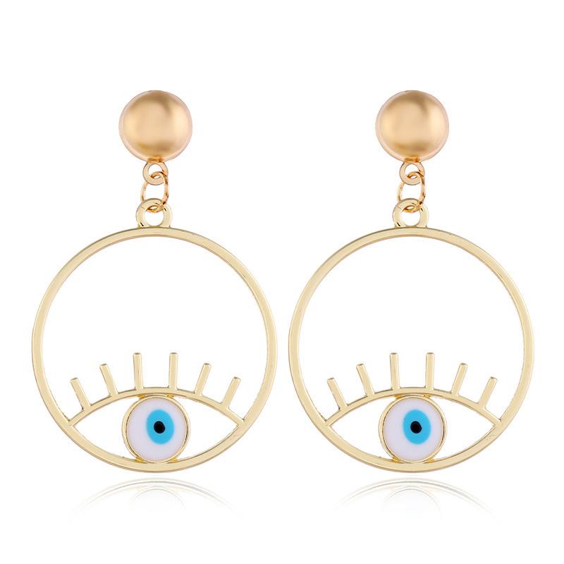 RUI RUI YU Cercei colorați personali Bid Eyes Cercei rotunzi de metal exagerați 1 pereche