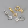 Exquisite Rhinestone Eight Pointed Star Huggie Earrings For Women Niche Minimalist Chic Elegant Studs Jewelry
