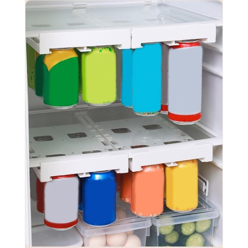 Refrigerator Slide Under Shelf Can Dispenser Hangings Drawer Storage Rack for Cans Beverages Holder Organizer Container
