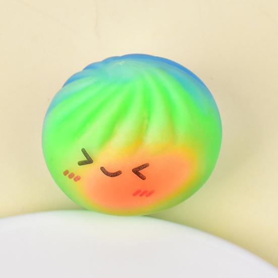 12Pcs Stress Relief Dumpling Squeeze Toy with Steamer Clear Glitter Steamed Bun Sensory Toy