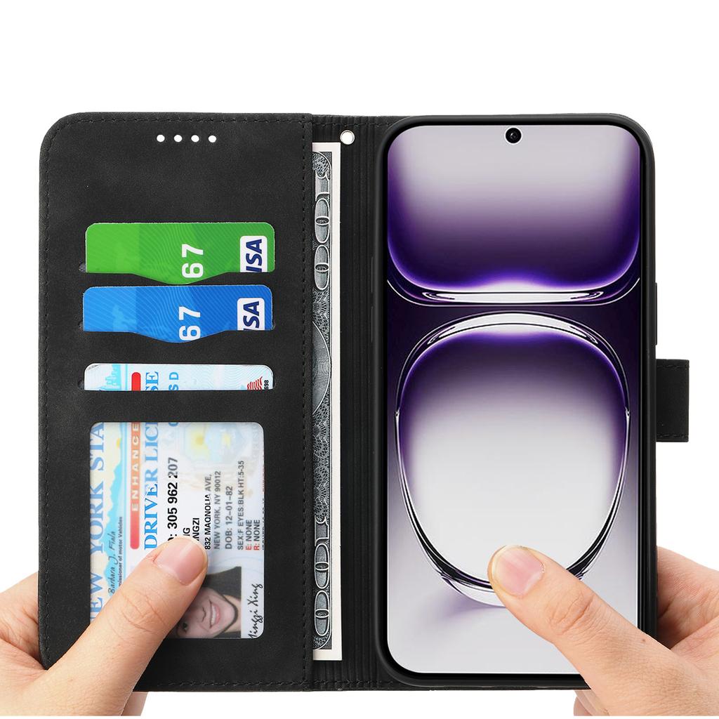 DIERFENG DF-03 Für Oppo Reno12 5G (Global) Stoßfestes Etui Leder Brieftasche Handyhülle