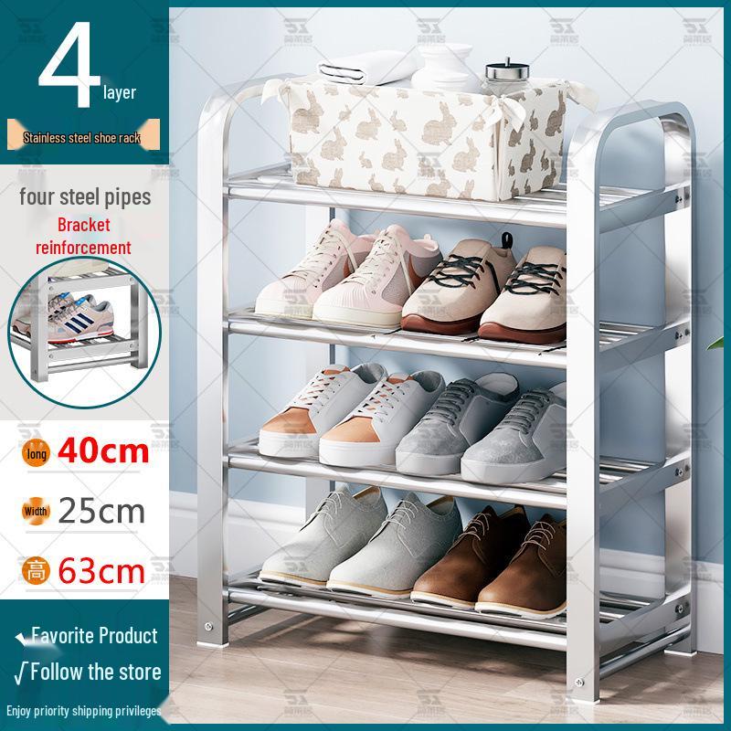 Stainless Steel Multi-layer Shoe Rack for Home or Dorm - Dustproof Storage Cabinet