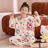Girls Flannel Pajama Set Cartoon Warm Homewear Kids Winter