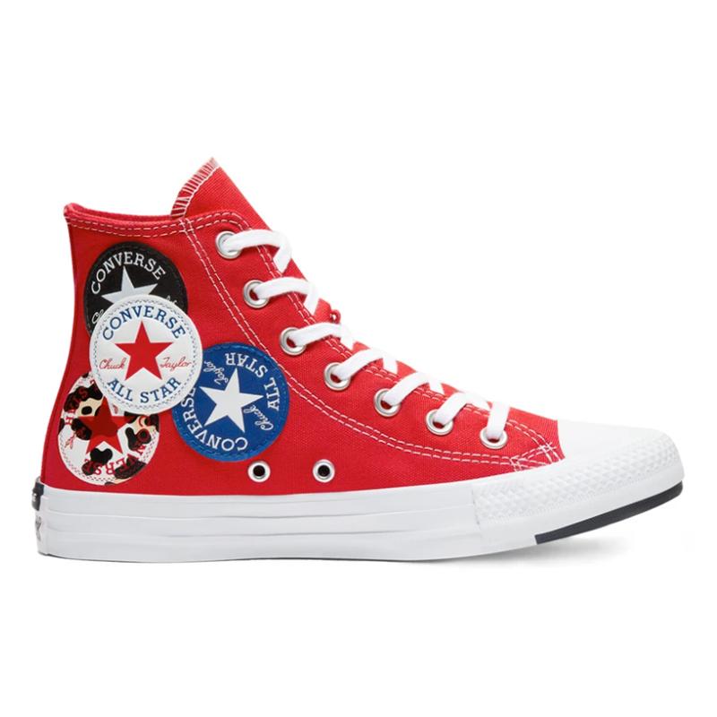 Converse Chuck Taylor All Star "Logo Play University Red" Comfortable and Stylish High-top Canvas Shoes Unisex Red and White