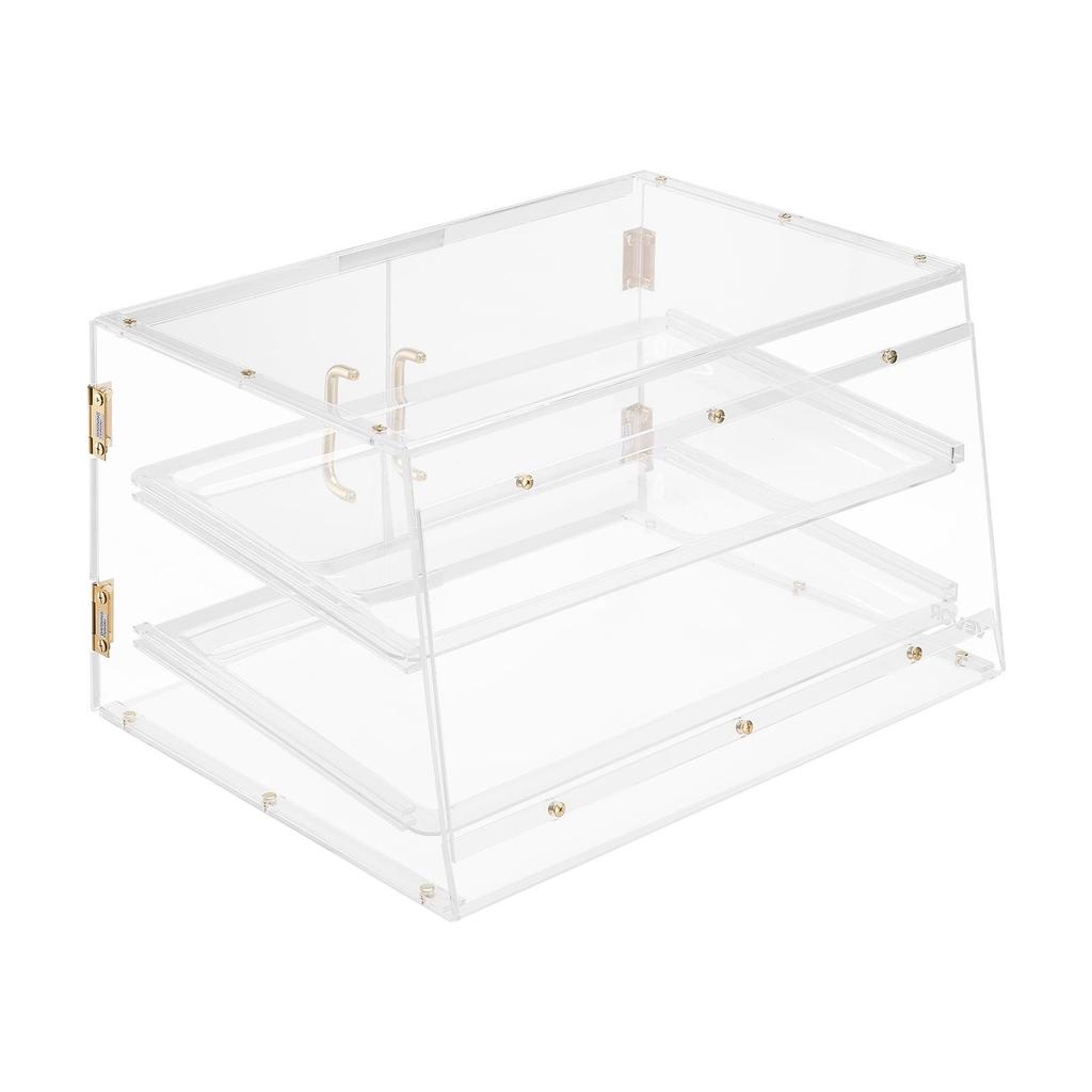 Bakery Display Case, 2-Tier Commercial Countertop Pastry Display Case, Clear Acrylic Bread Box for Kitchen, Party Cake Cabinet with Magnetic Rear Door