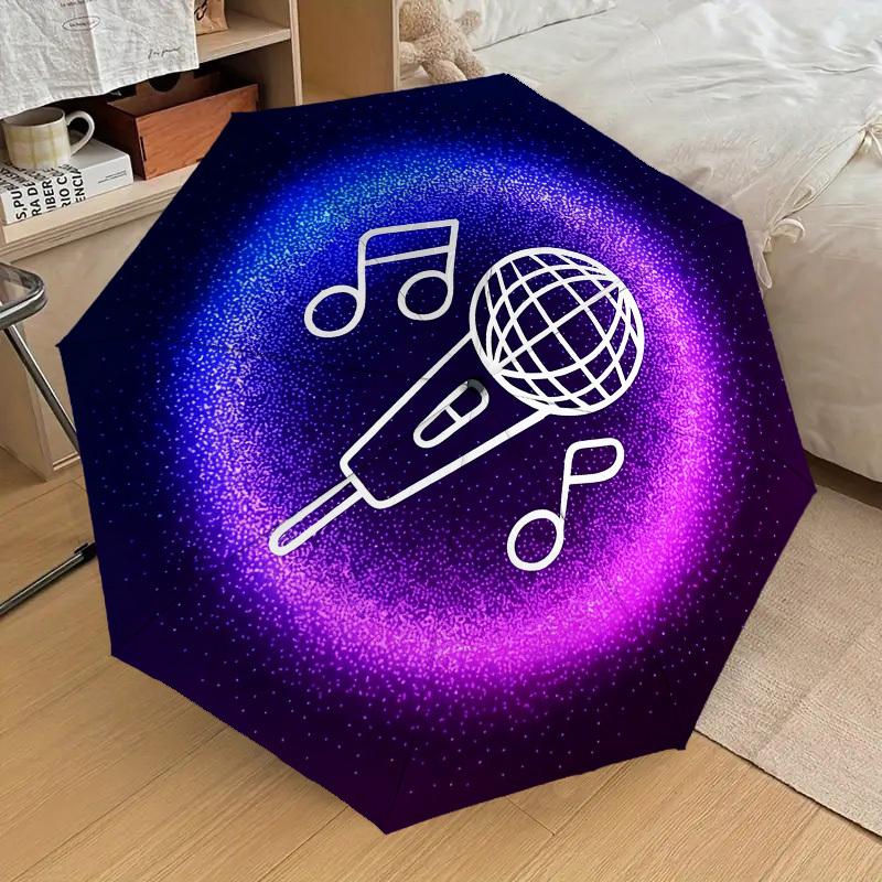 1 Stück Karaoke Musik Automatischer Faltregenschirm, Robuster 8-Rippen-Eisenrahmen, Geeignet für Reisen, Täglichen Gebrauch, Geburtstag, Dekoration Geschenk 34