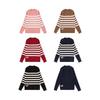 Girls' Striped Half-High Neck Sweater