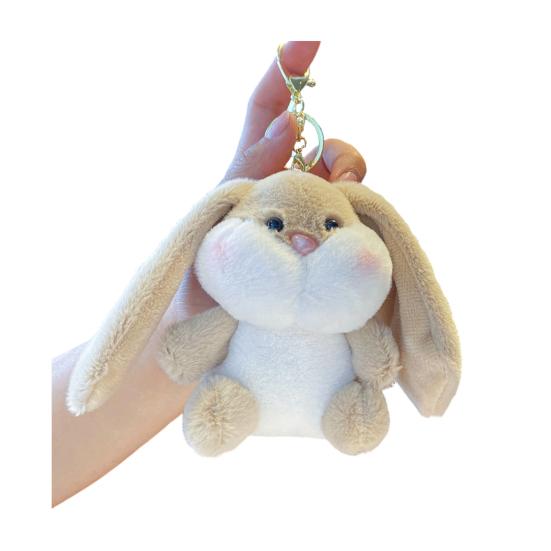 Doll Pendant Plush Keychain Soft Lop-Eared Rabbit Pendant with 360 Degree Rotating Metal Buckle Healing Stuffed Keychain