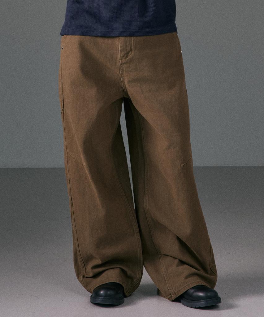 LXT Natural Washed Cotton Wide Straight Pants [Brown]