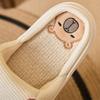 Fashion Cute Cartoon Animal Linen Slippers Women Indoor Open Toe Platform Linen Slides Woman Spring Autumn Light Non Slip Slippers Mujer