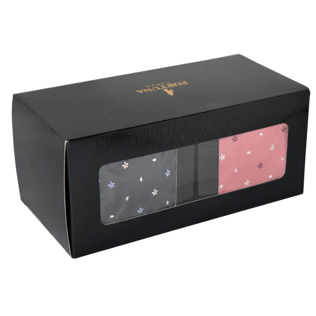 Tie Sakura Necktie 2 Color Set Navy Sword Width 7cm Length 142cm [Fortuna Tokyo] 15. Men's FT-TSET15 Blue/Pink (Free Size)